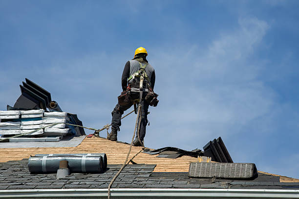 Professional Gutter Installation technician working in Hull, IA